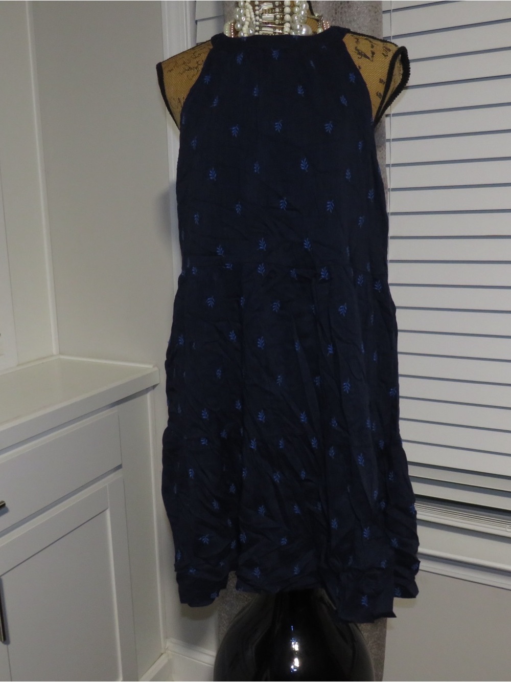 Old Navy Navy Dress with Blue Embroidery